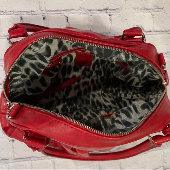 Gramercy Designs red double handle handbag with leopard interior and coin purse - Picture 10 of 11